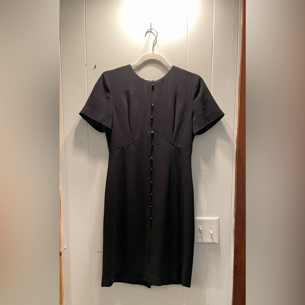 Liz Claiborne Petite Elegant Black Button-Up Dress w/ Keyhole Necklace - Size 4